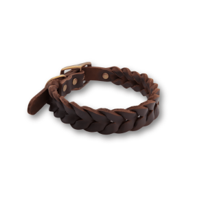 Collier chien cuir tressé Le Torsadé