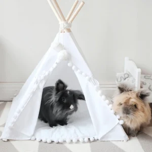Tipi pour lapin à pompon