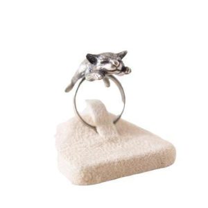 Bague chat qui dort acier