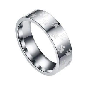 Bague pattes de chat acier