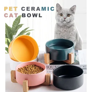 Gamelle céramique et bois pour chat
