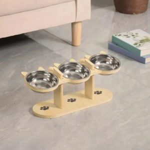 Gamelle triple pour chat – Repas zen