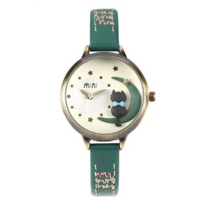 Montre chat dans la lune pour femme