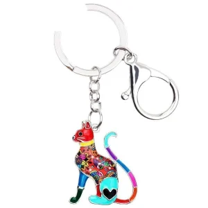 Porte clefs avec chat émaillé