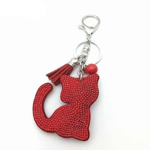 Porte-clefs en cuir avec un chat