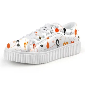 Chaussures chat sneakers tetes de chat stylisées pour femme